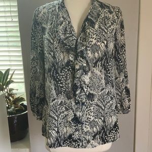 HD in Paris Black& White Printed Blouse/Shirt, Large